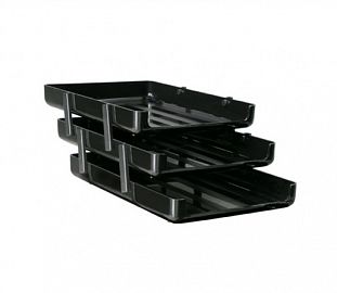 BANDEJA PAPELERA PIZZINI OFICIO 3 PISOS C/BISAGRA NEGRO